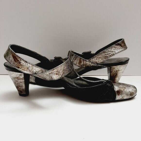 ROBERTO CAPUCCI Italy Genuine Leather T-strap Slingback Pump Heels Sz 7.5 AAA - Picture 12 of 16